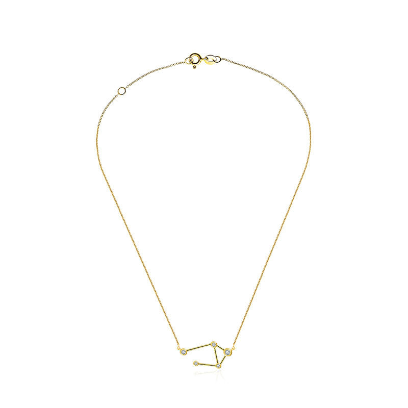 Libra Zodiac Constellation Necklace 18k Gold & Diamond - Genevieve Collection