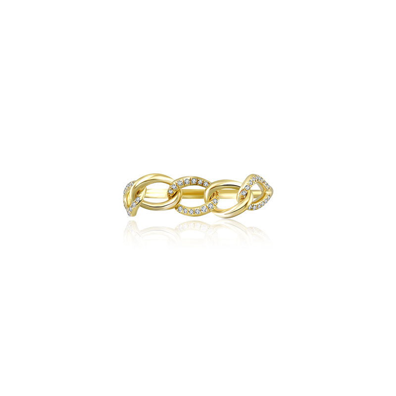 18k Gold Chain Shape Diamond Ring - Genevieve Collection