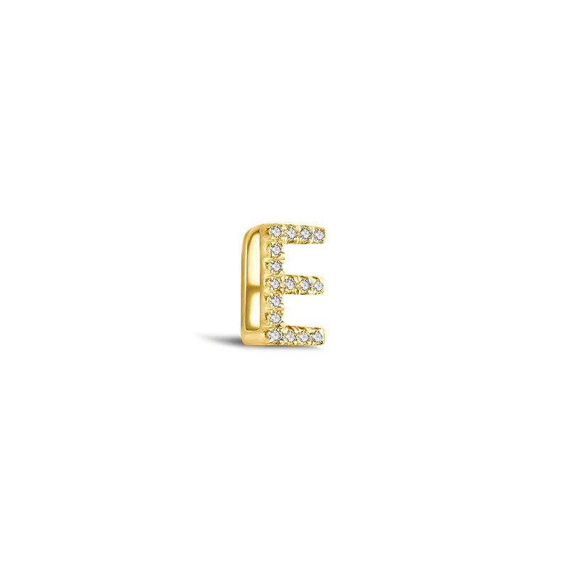 18k Gold Initial Letter "E" Diamond Pandent + Necklace - Genevieve Collection