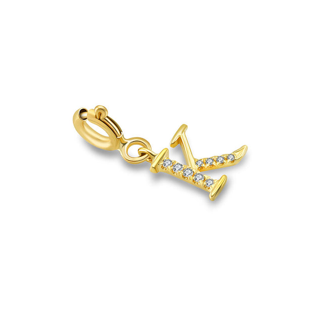 18k Gold Letter "K" Diamond Charms - Genevieve Collection