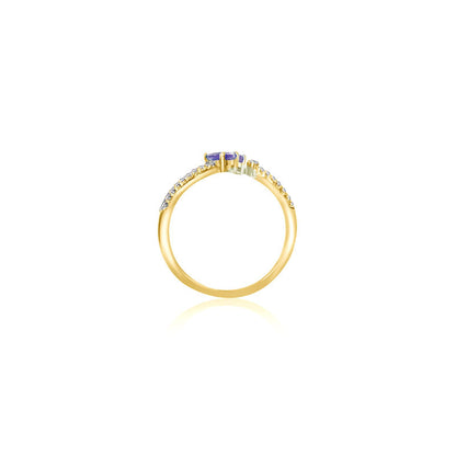 18k Gold Double Sapphire Connected Diamond Ring - Genevieve Collection