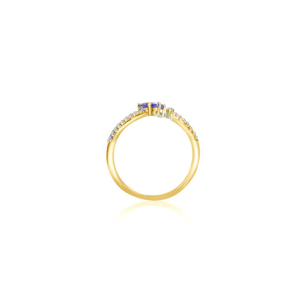 18k Gold Double Sapphire Connected Diamond Ring - Genevieve Collection