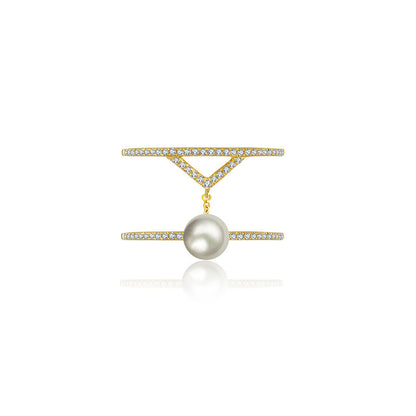 18k Gold Pearl Connection Diamond Ring - Genevieve Collection