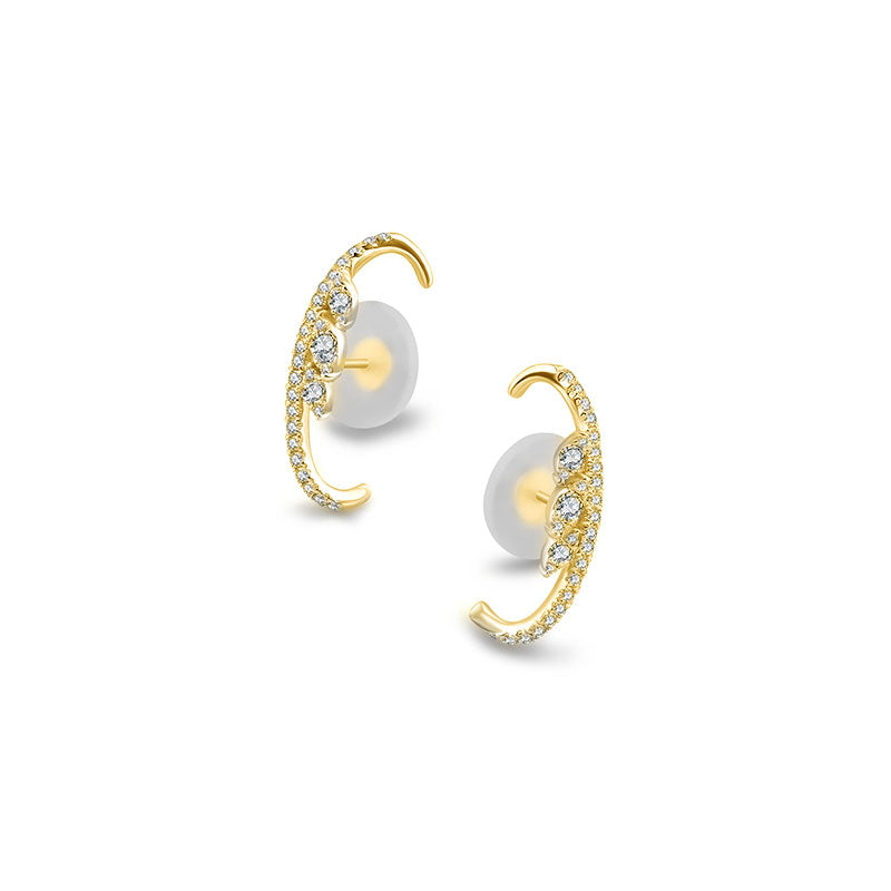 18k Gold Marquise Pattern Half Hoop Diamond Earring - Genevieve Collection