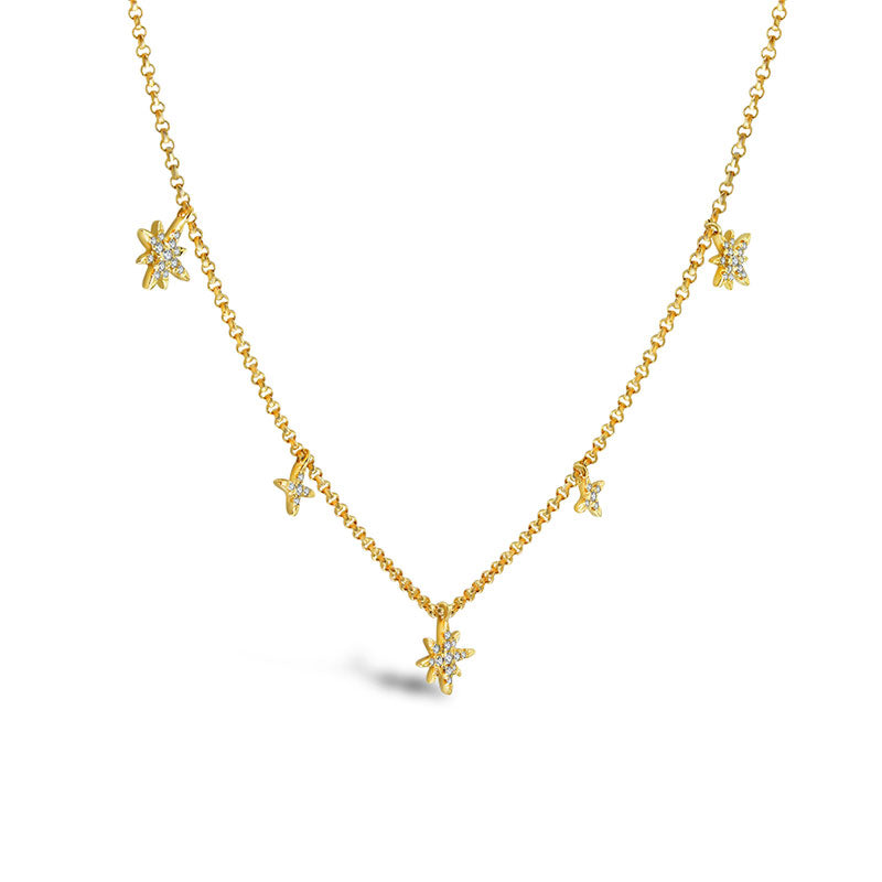 18k Gold Star Shape Diamond Necklace / Choker - Genevieve Collection