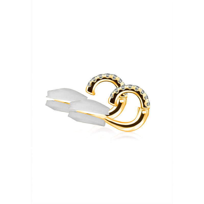 18k Gold Triple Curve Dangling Diamond Ear Cuff - Genevieve Collection