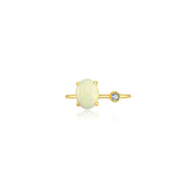 18k Gold Opal Open Diamond Ring - Genevieve Collection