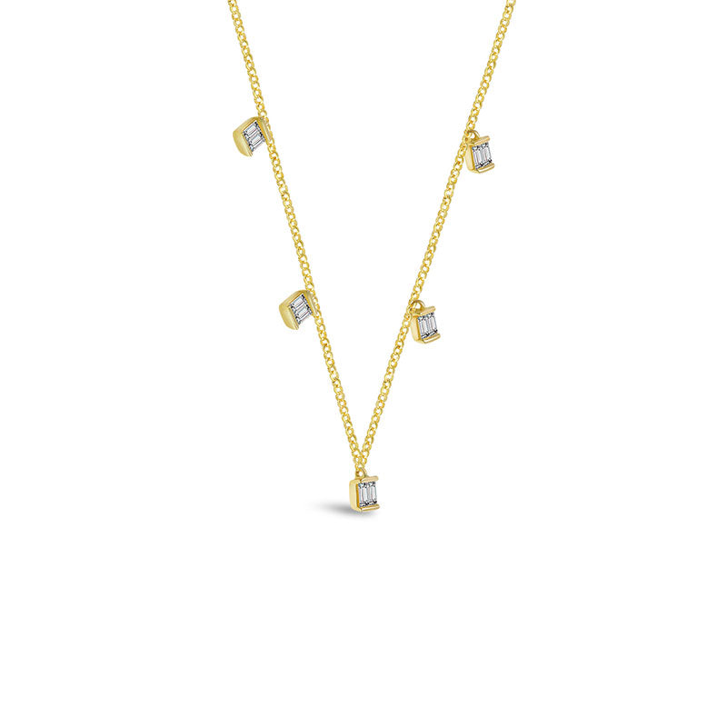 18k Gold Square Shape Diamond Necklace / Choker - Genevieve Collection