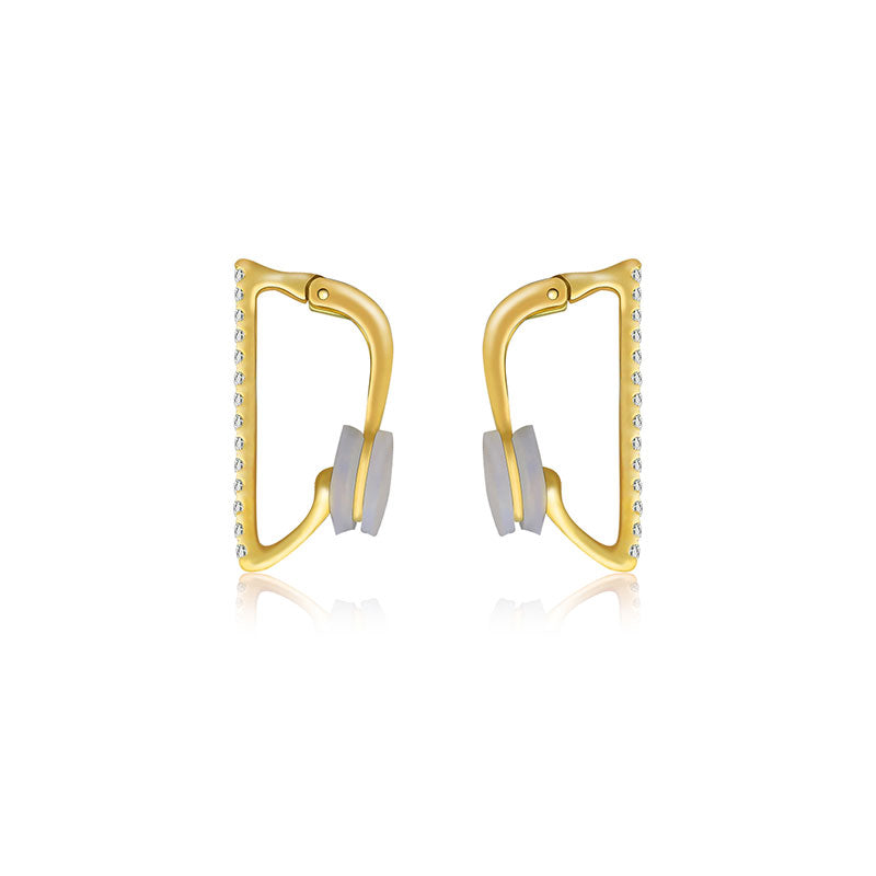 18k Gold Vertical Line Diamond Ear Cuff - Genevieve Collection