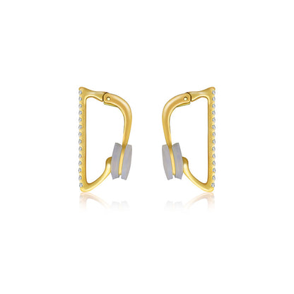 18k Gold Vertical Line Diamond Ear Cuff - Genevieve Collection