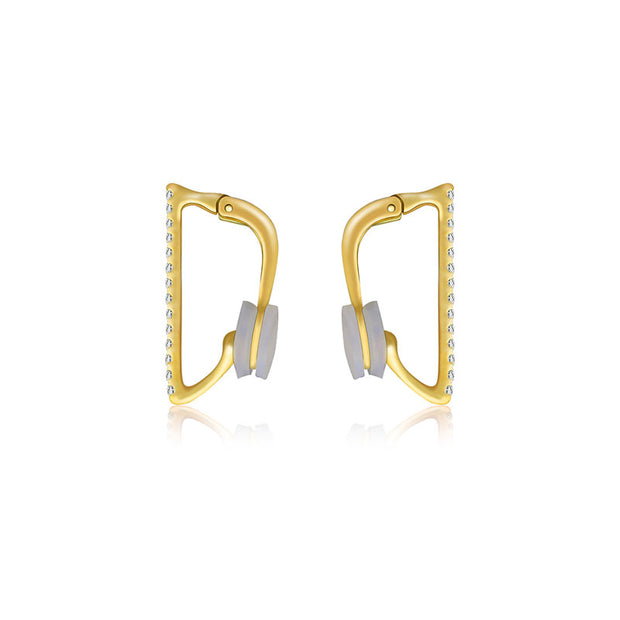 18k Gold Vertical Line Diamond Ear Cuff - Genevieve Collection