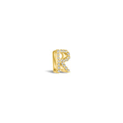 18k Gold Initial Letter "R" Diamond Pandent + Necklace - Genevieve Collection