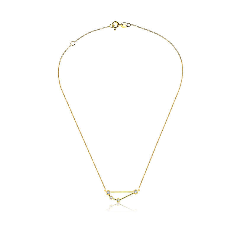 Capricorn Zodiac Constellation Necklace 18k Gold & Diamond - Genevieve Collection