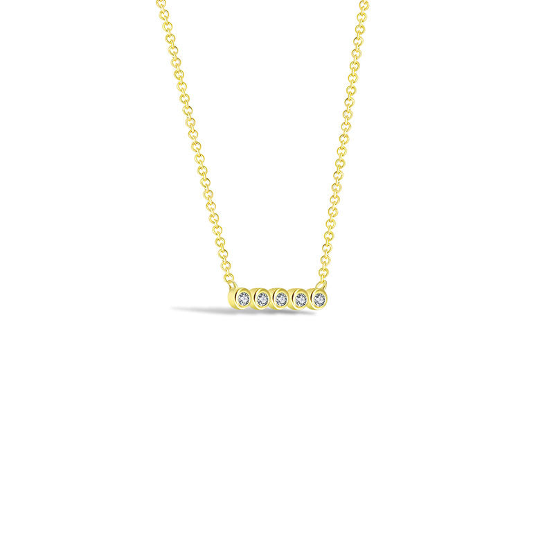 18k Gold Horizontal Dot Diamond Necklace - Genevieve Collection