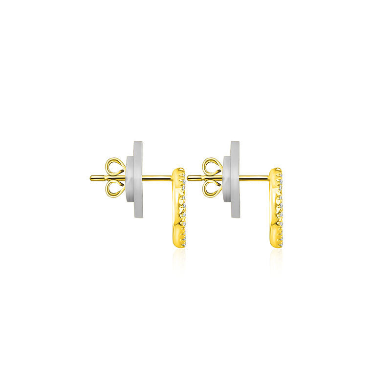 18k Gold Hollow Hexagonal Diamond Earring - Genevieve Collection