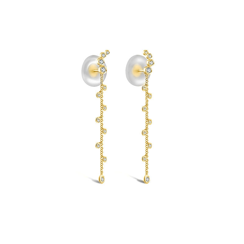 18k Gold Round Pattern Dangle Diamond Earring - Genevieve Collection