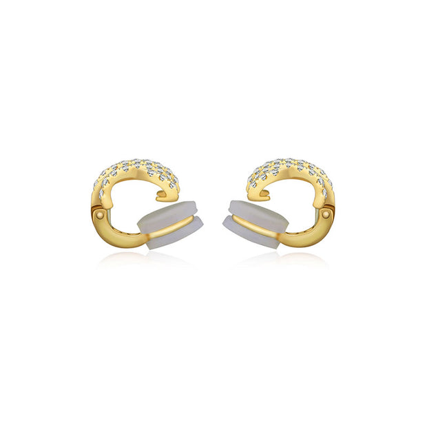 18k Gold Double Cross Diamond Ear Cuff - Genevieve Collection