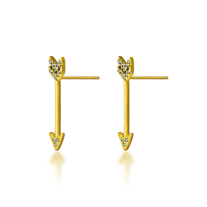 18k Gold Diamond Arrow Upward Earring - Genevieve Collection