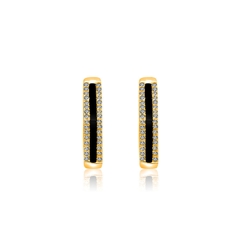 18k Gold Black Onyx Diamond Earring - Genevieve Collection