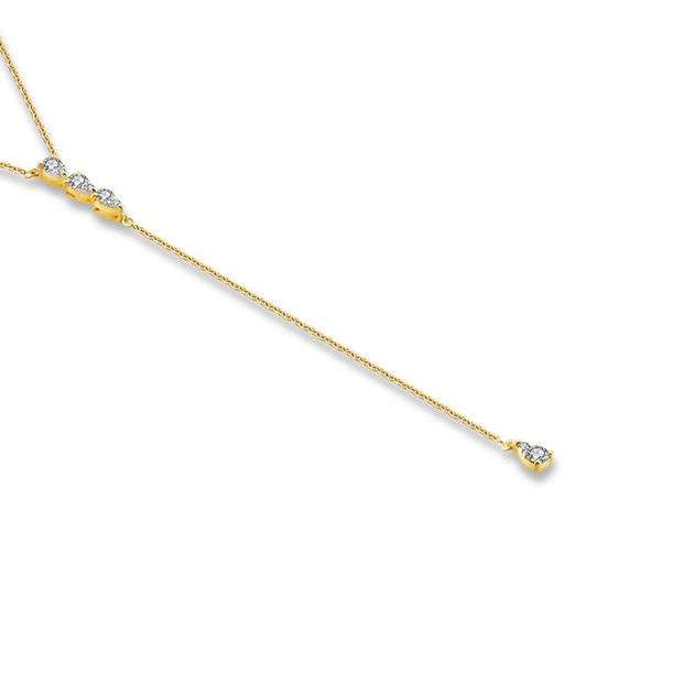 18k Gold Triple Drop Shape Dangling Diamond Necklace - Genevieve Collection