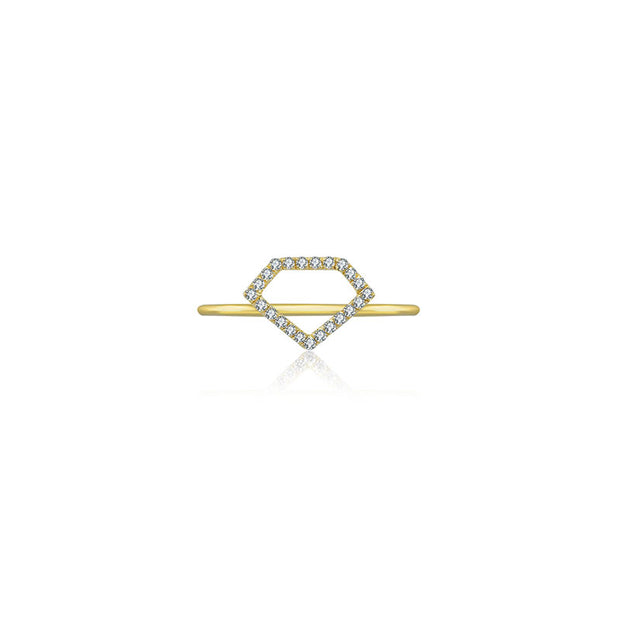 18k Gold Hollow Diamond Shape Diamond Ring - Genevieve Collection