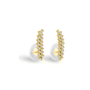 18k Gold Arrow Shape with Rectangle Diamond Earring - Genevieve Collection