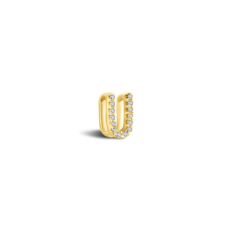 18k Gold Initial Letter "U" Diamond Pandent + Necklace - Genevieve Collection