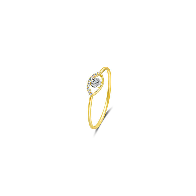 18k Gold Eye Shape Diamond Ring - Genevieve Collection