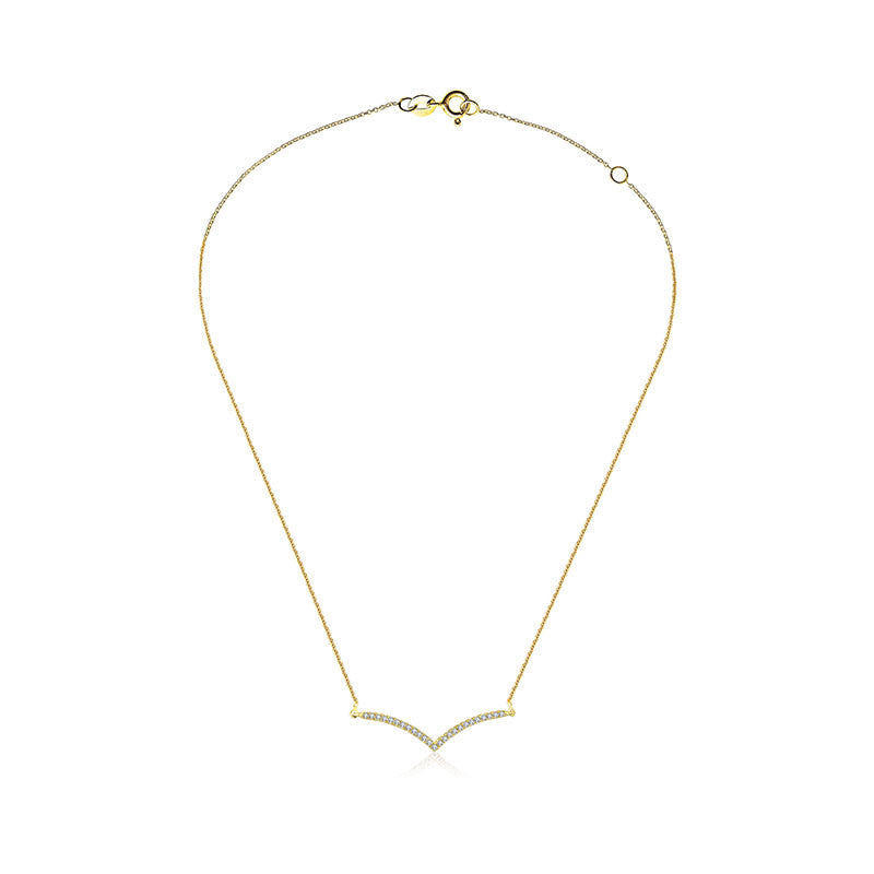 18k Gold Double Curve Diamond Necklace - Genevieve Collection