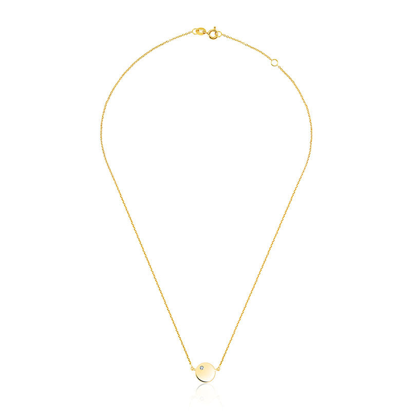 18k Gold Round Pendant Diamond Necklace - Genevieve Collection