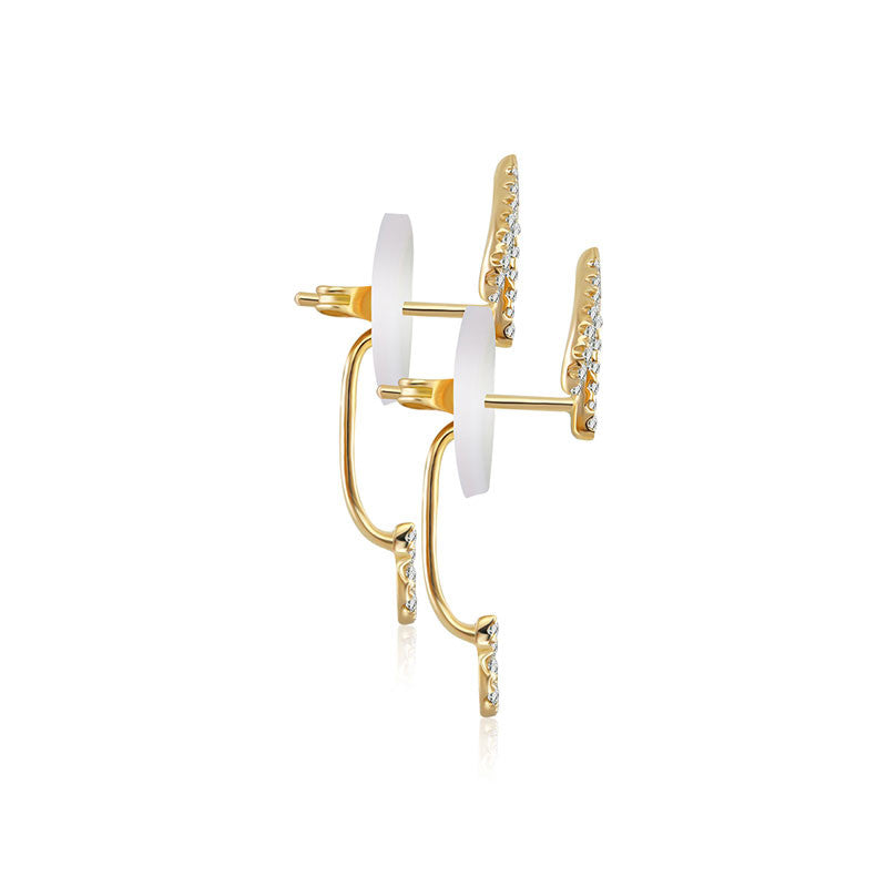 18k Gold Eighth note Shape Diamond Earring - Genevieve Collection