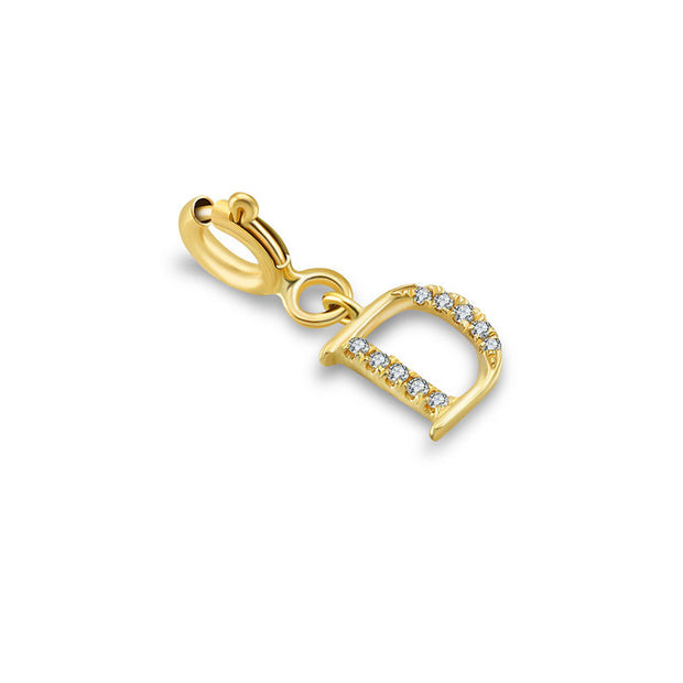 18k Gold Letter "D" Diamond Charms - Genevieve Collection