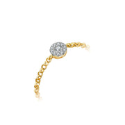18k Gold Round Shape Diamond Adjustable Chain Ring - Genevieve Collection