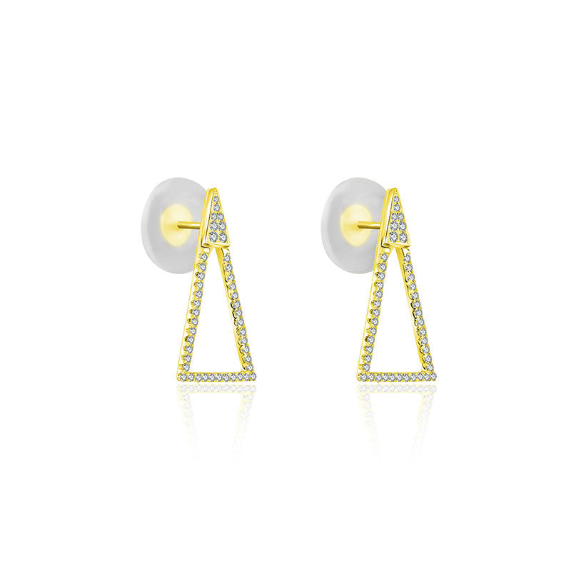 18k Gold Hollow Isosceles Triangle Diamond Earring - Genevieve Collection