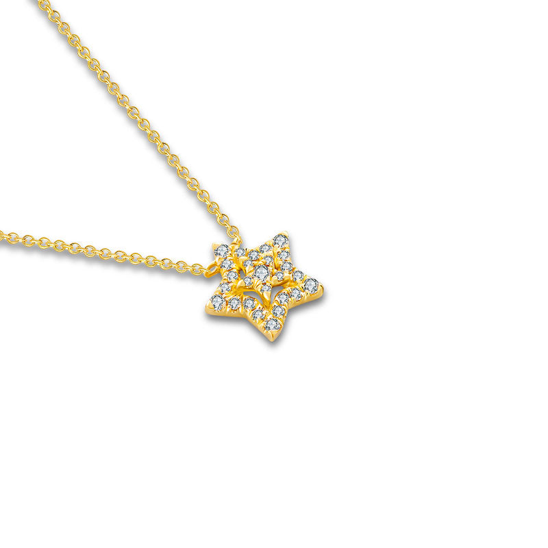 18k Gold Star Shape Diamond Necklace - Genevieve Collection