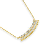 18k Gold Curve Shape with Rectangle Diamond Necklace - Genevieve Collection