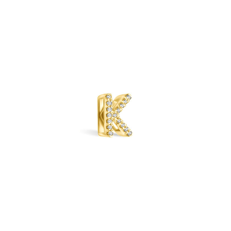 18k Gold Initial Letter "K" Diamond Pendant - Genevieve Collection