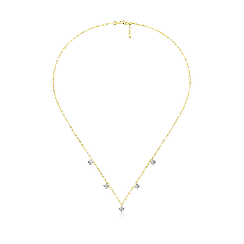 18k Gold Rhombus Shape Diamond Necklace / Choker - Genevieve Collection