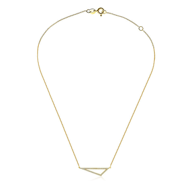 18k Gold Hollow Triangle Diamond Necklace - Genevieve Collection