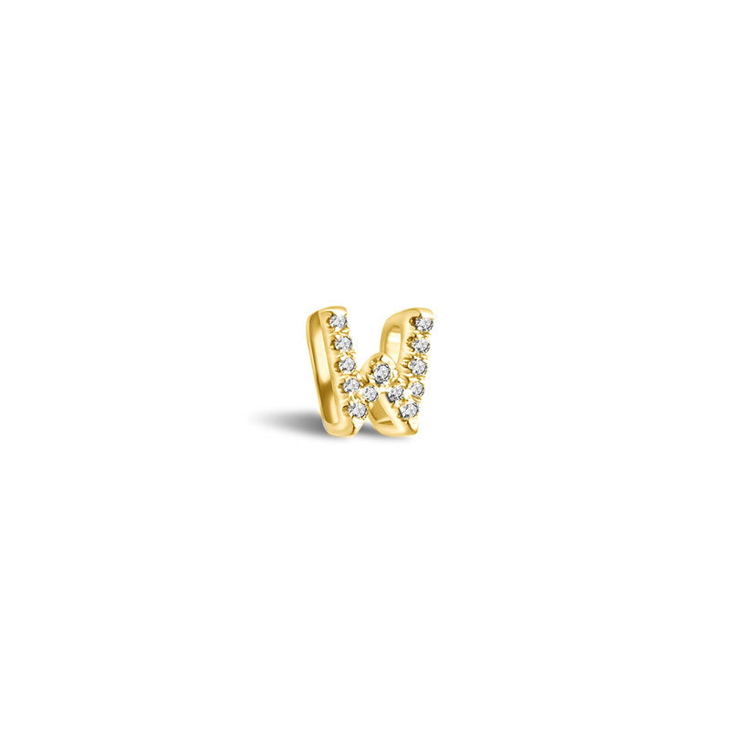 18k Gold Initial Letter "W" Diamond Pendant - Genevieve Collection