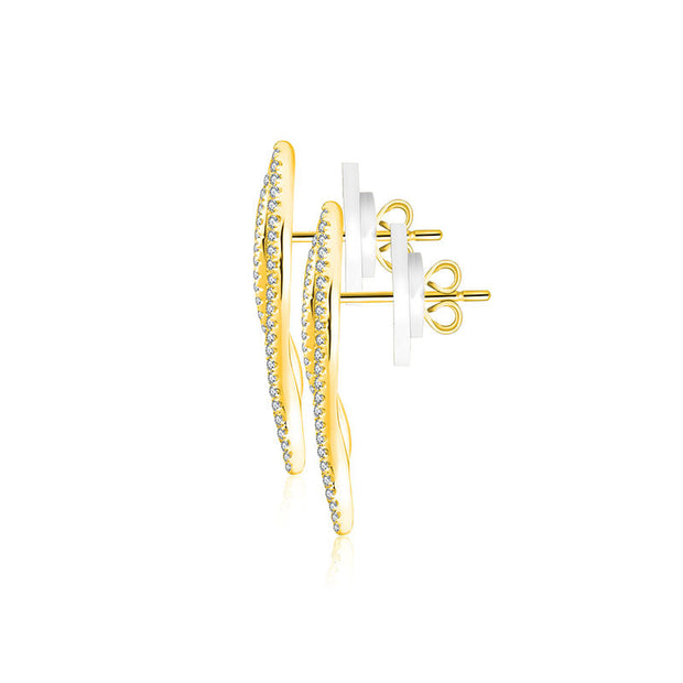 18k Gold Angel Wing Diamond Earring - Genevieve Collection