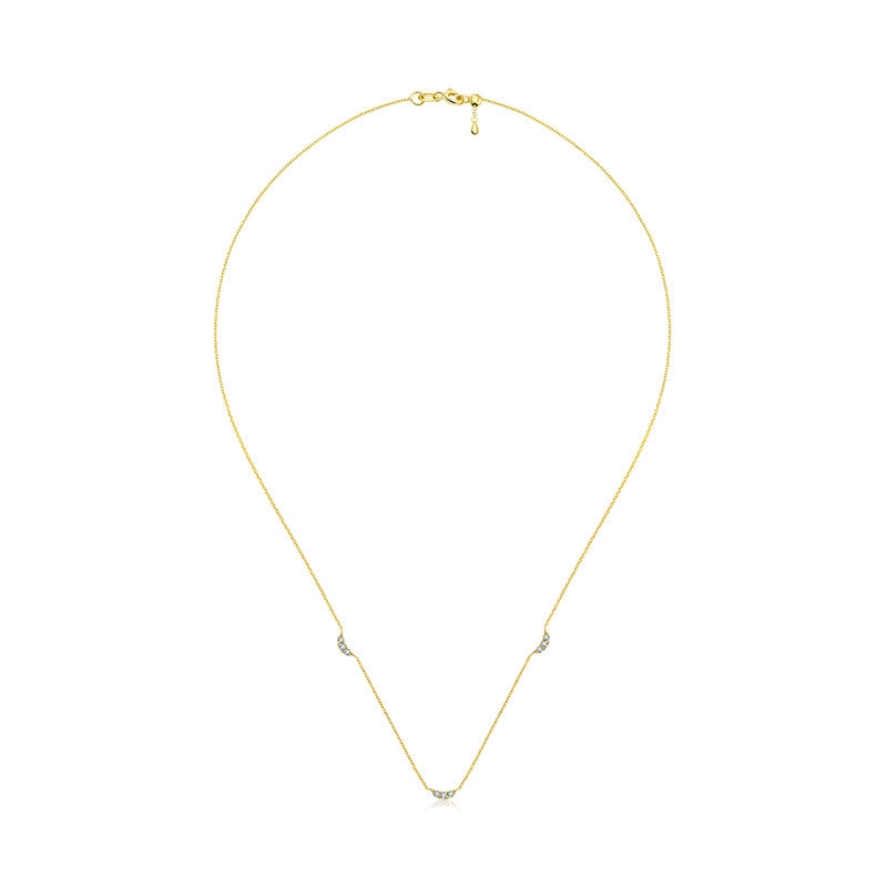 18k Gold Moon Shape Diamond Necklace / Choker - Genevieve Collection