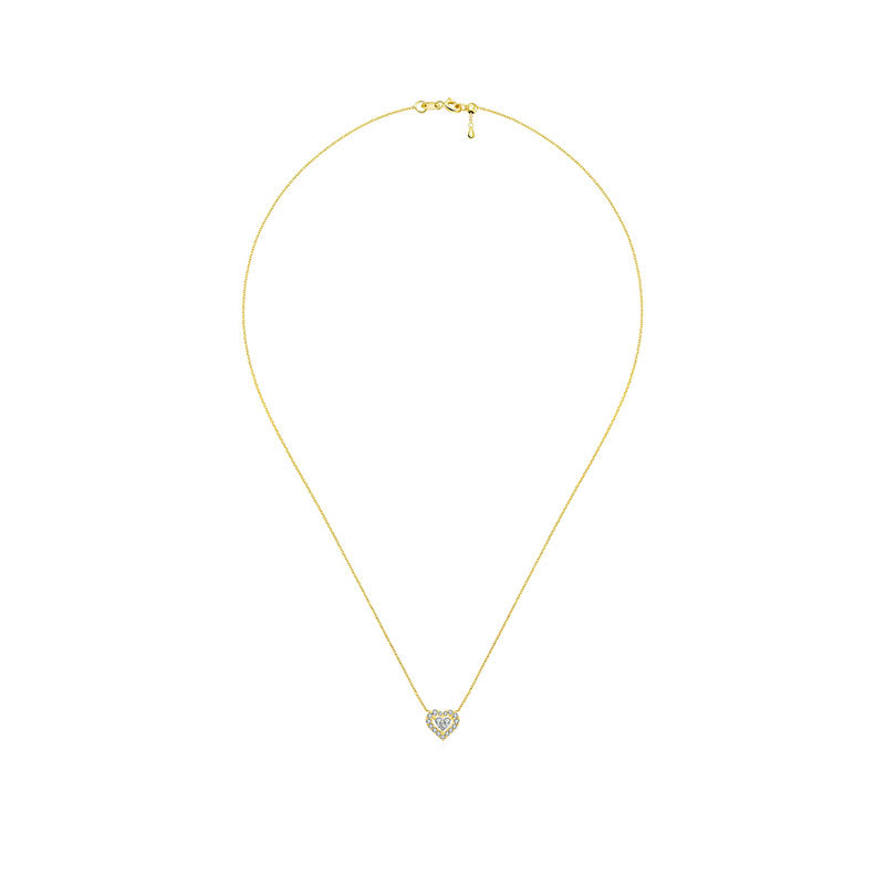 18k Gold Heart Shape Diamond Necklace - Genevieve Collection