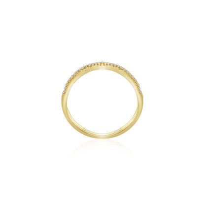 18k Gold Double Wave Line Diamond Ring - Genevieve Collection