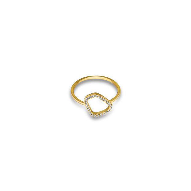 18k Gold Hollow Stone Shape Diamond Ring - Genevieve Collection