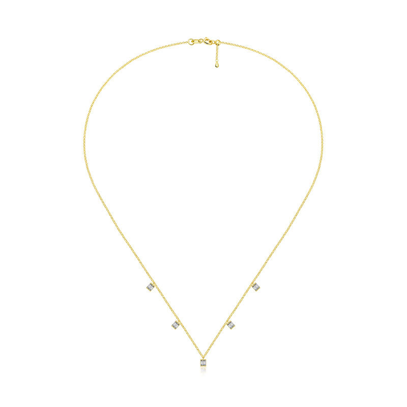 18k Gold Square Shape Diamond Necklace / Choker - Genevieve Collection