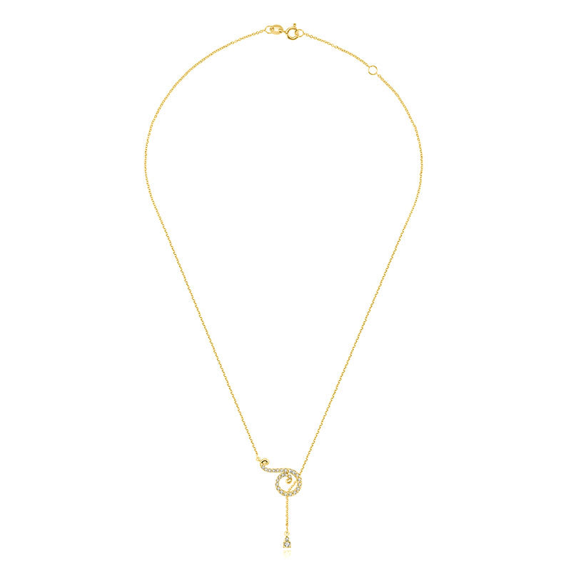 18k Gold Curve Shape Adjustable Diamond Necklace - Genevieve Collection