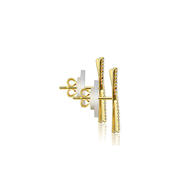 18k Gold Cross Diamond Earring - Genevieve Collection