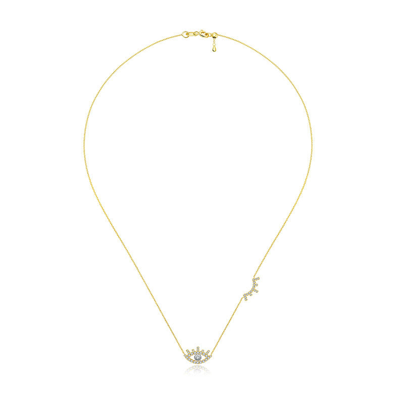 18k Gold Evil Eye & Eyelash Diamond Necklace - Genevieve Collection