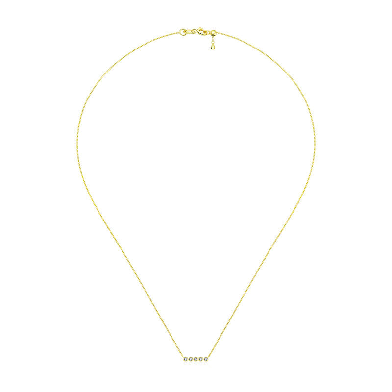 18k Gold Horizontal Dot Diamond Necklace - Genevieve Collection